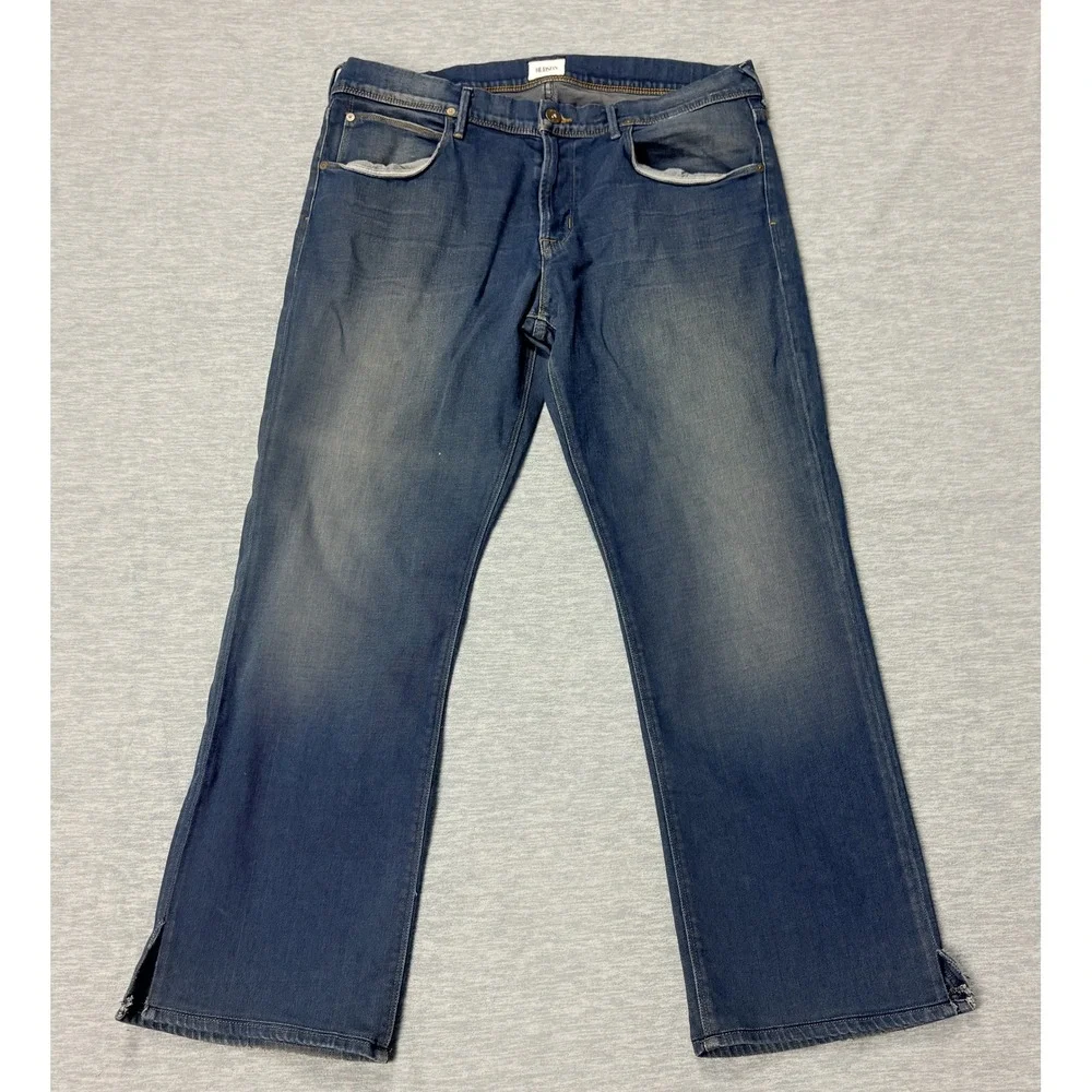 Hudson Clifton Bootcut Jeans Mens 38 Blue Faded Denim Side Slit Hem Inseam 30